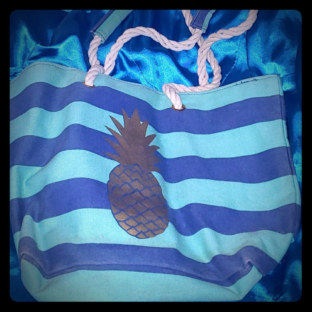 Pineapple Print Beach Bag
